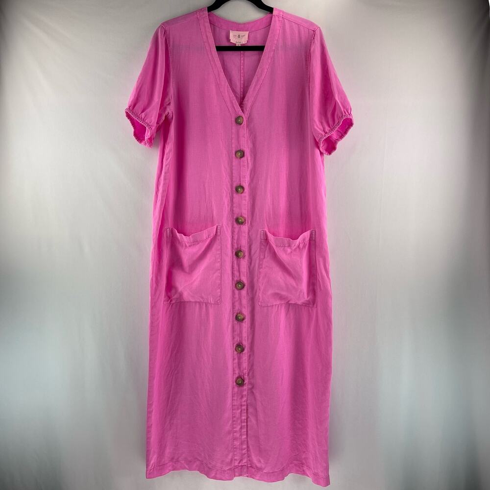Lou & Grey Linen Pocket Midi Dress Size M